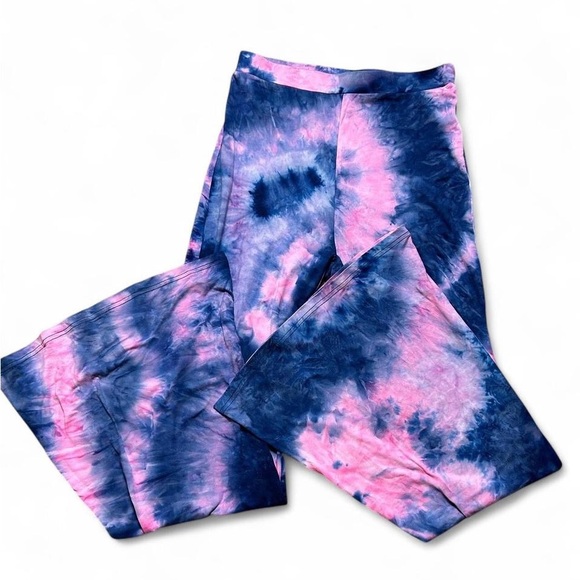 Pink and Blue Flared tie dye flare pants Size Large - Picture 1 of 4